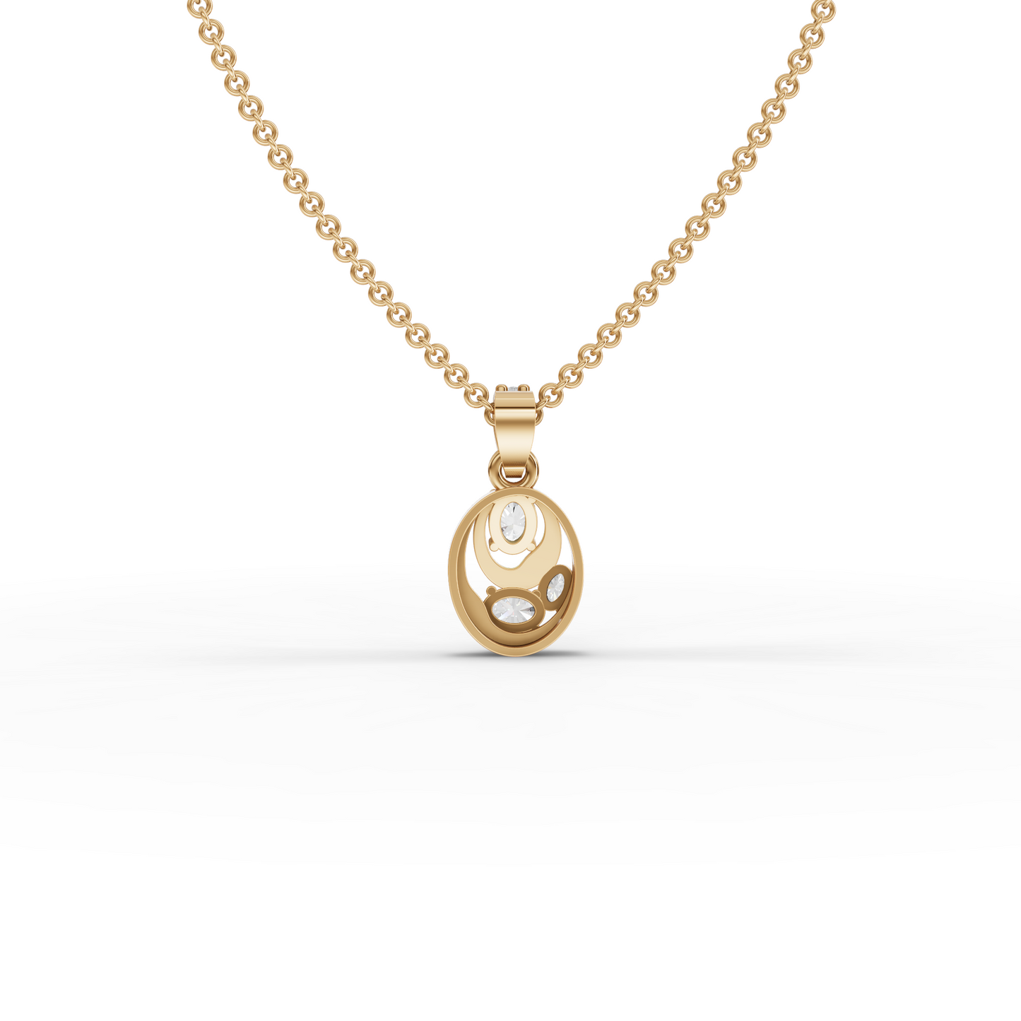 Modern Oval Moissanite Grown Diamond Drop Pendant Necklace