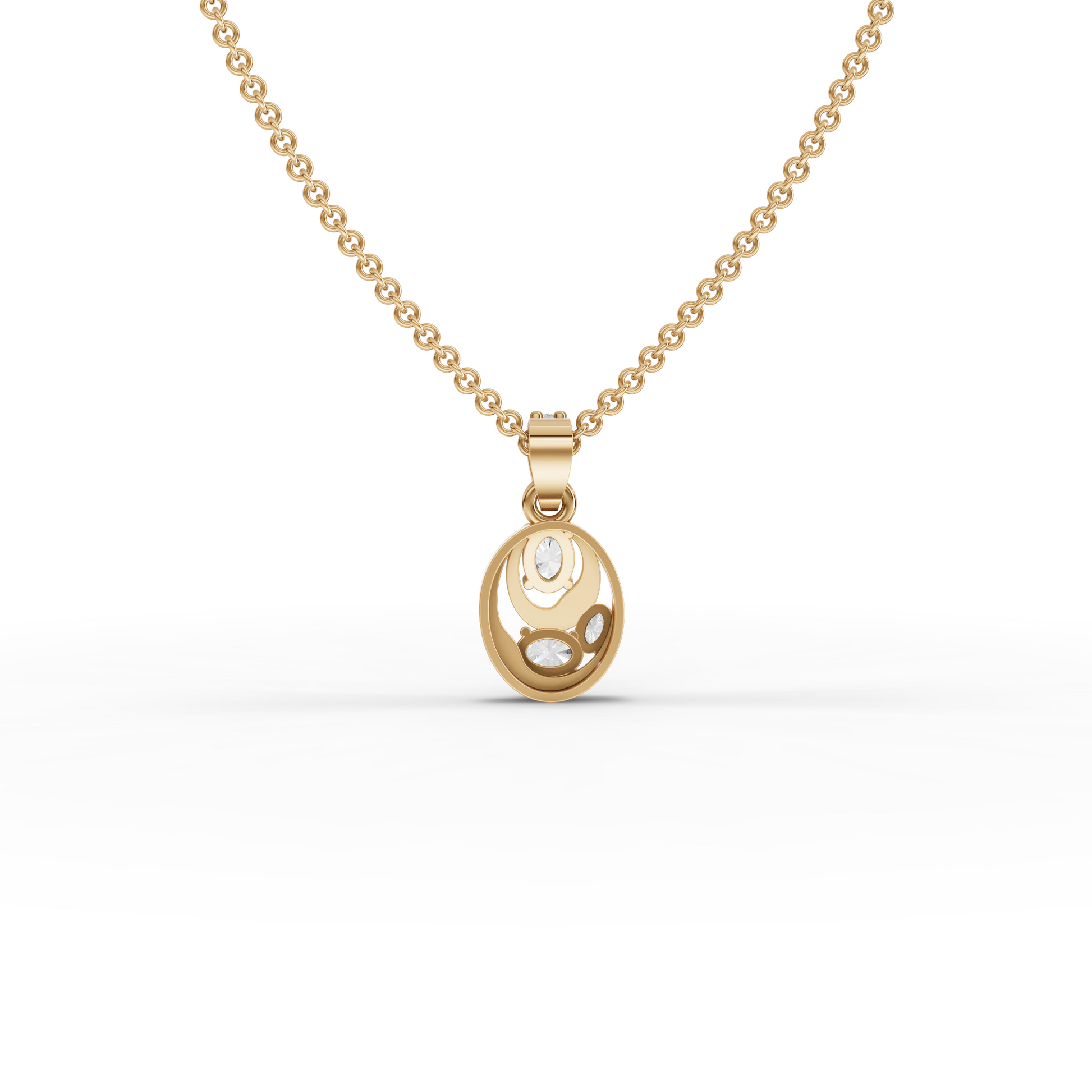 Modern Oval Moissanite Grown Diamond Drop Pendant Necklace