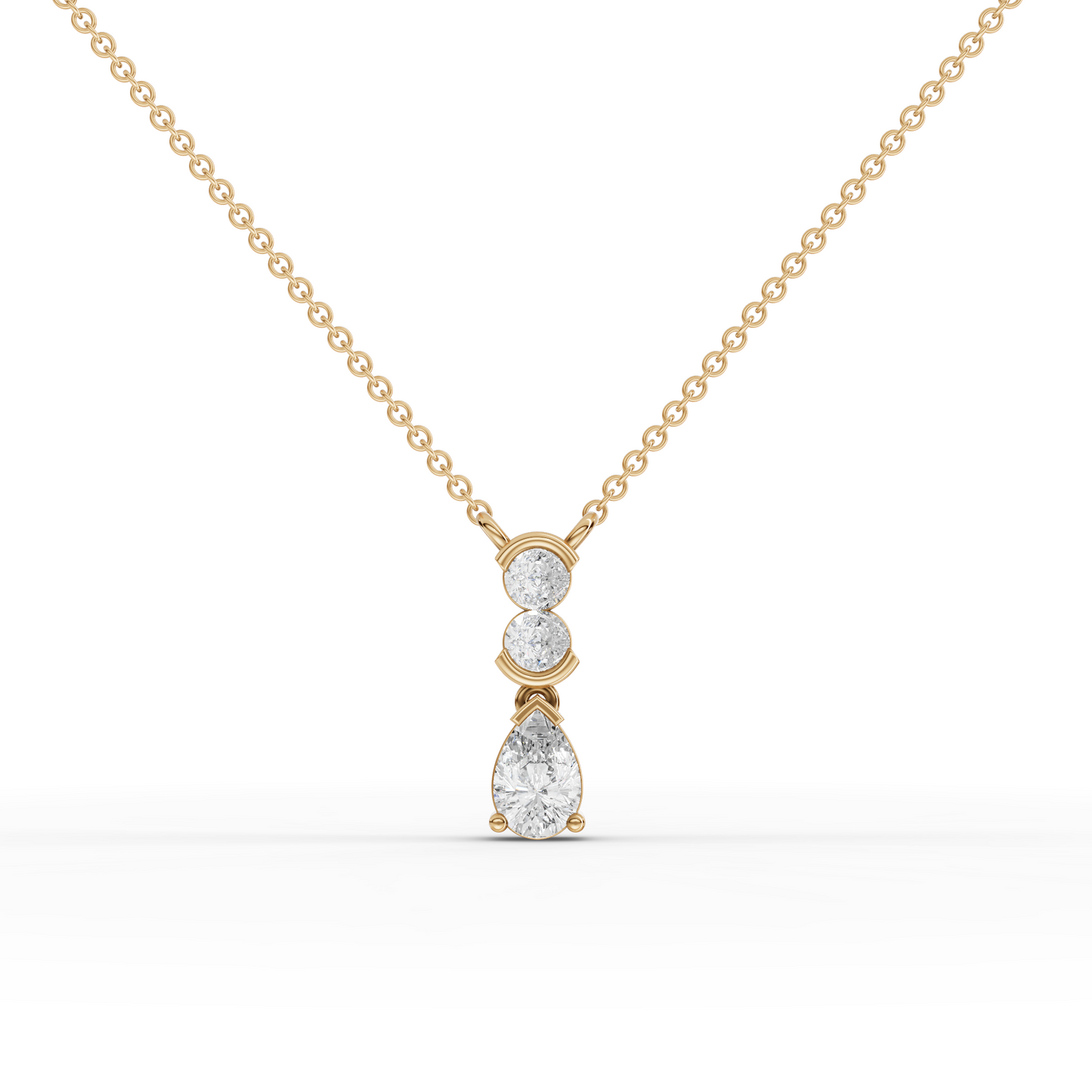Pear Cut Vertical Drop Moissanite Diamond Necklace