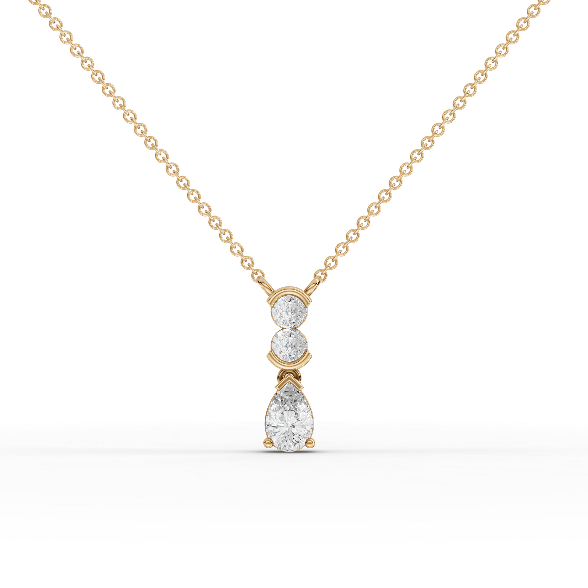 Pear Cut Vertical Drop Moissanite Diamond Necklace