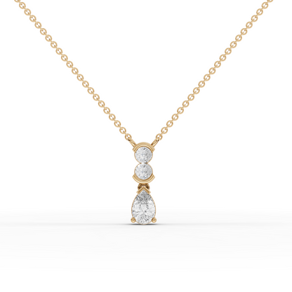 Pear Cut Vertical Drop Moissanite Diamond Necklace