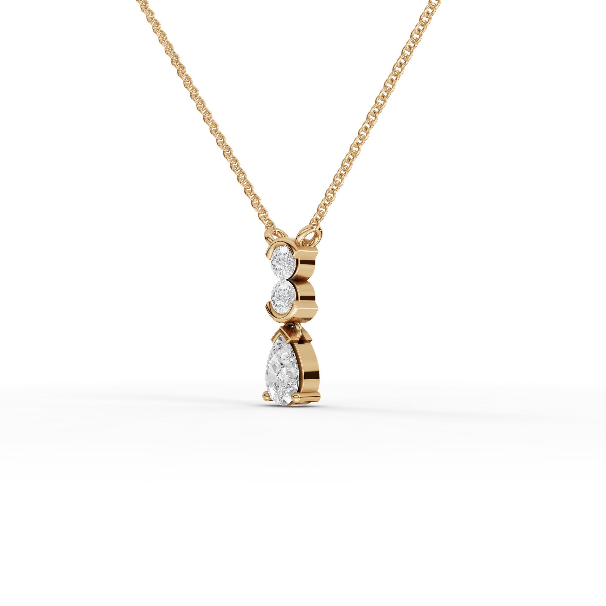 Pear Cut Vertical Drop Moissanite Diamond Necklace