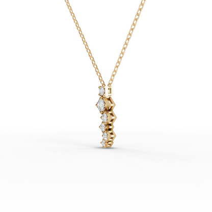 Stacked Square Geometric Drop Moissanite Diamond Necklace