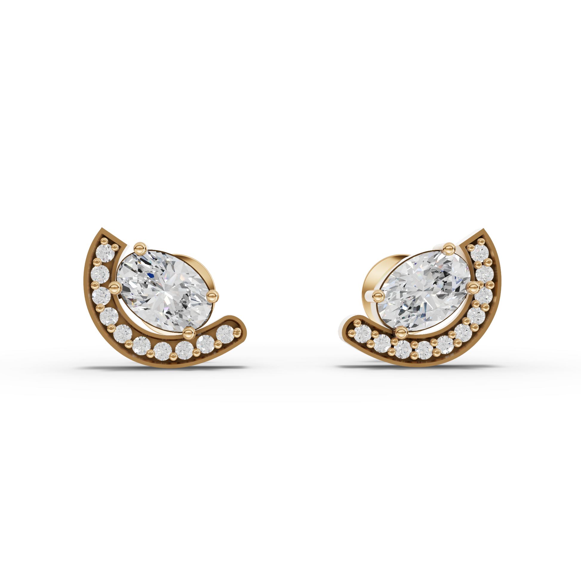 Oval Moissanite Diamond Halo Stud Earrings