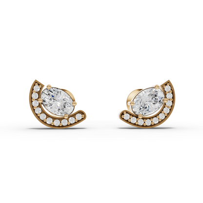 Oval Moissanite Diamond Halo Stud Earrings