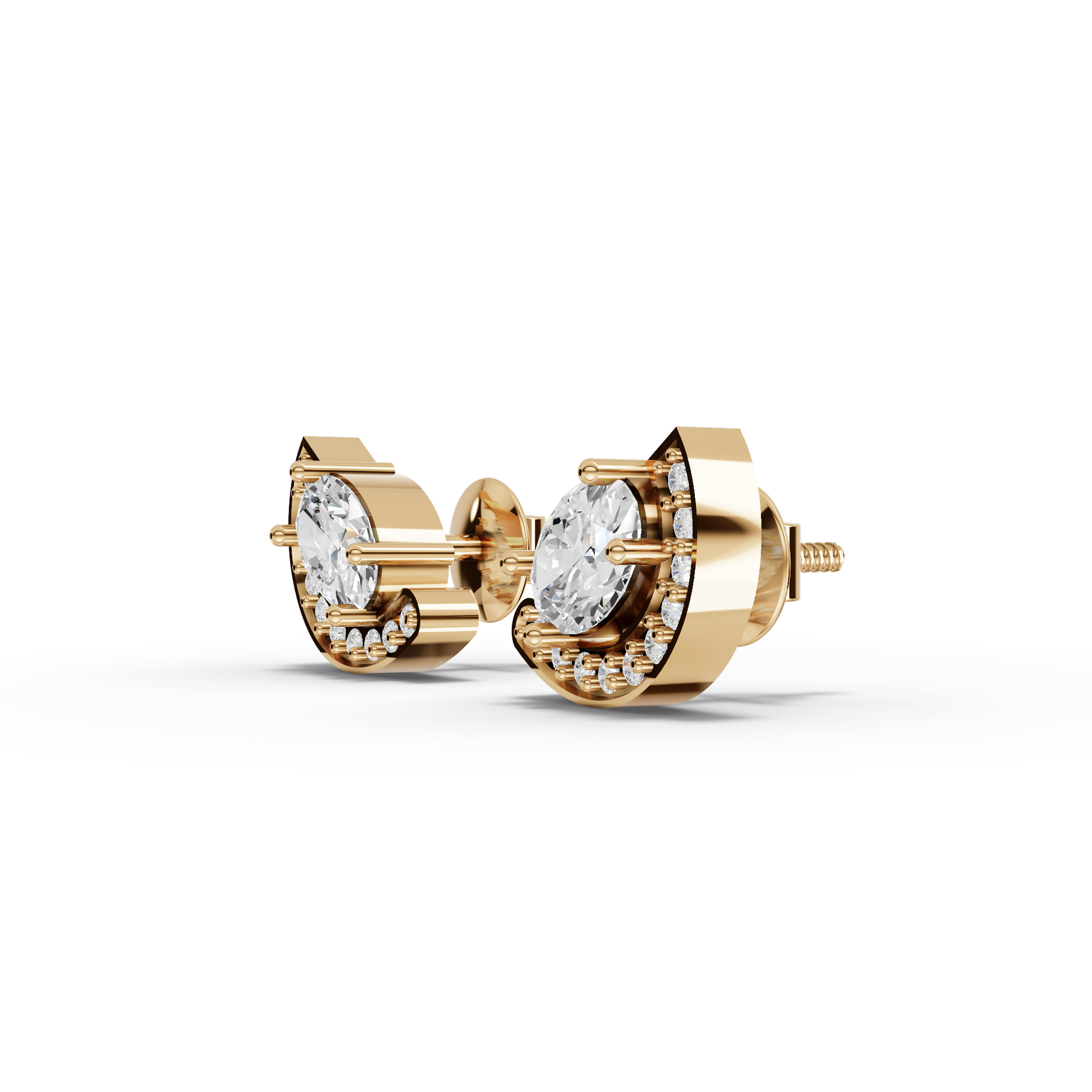 Oval Moissanite Diamond Halo Stud Earrings