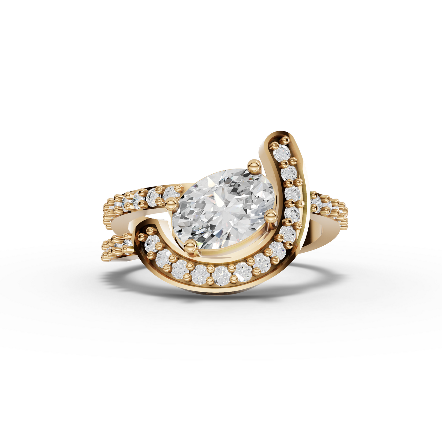 Oval Moissanite Diamond Halo Open Wrap Ring