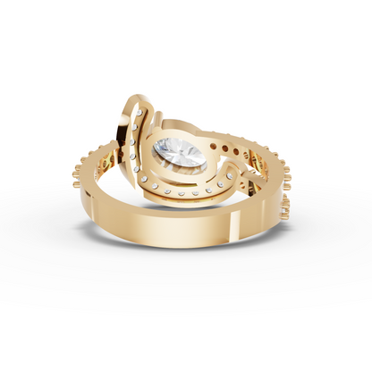 Oval Moissanite Diamond Halo Open Wrap Ring