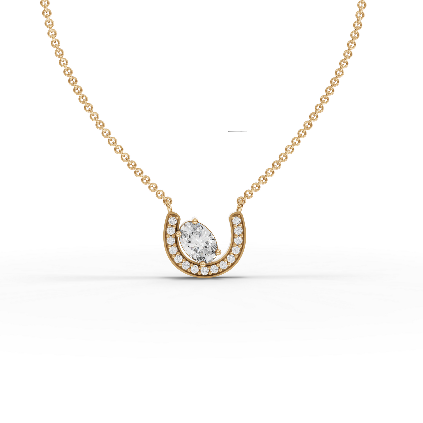 Oval Moissanite Diamond Halo Pendant Necklace