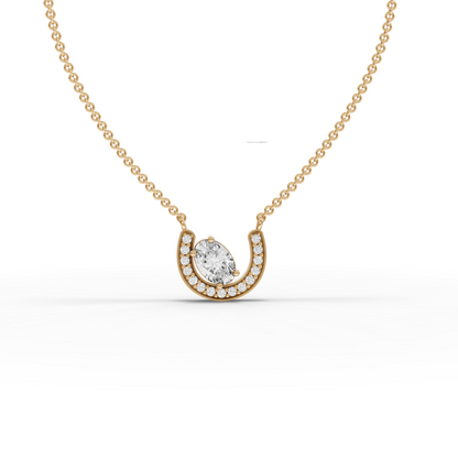 Oval Moissanite Diamond Halo Pendant Necklace