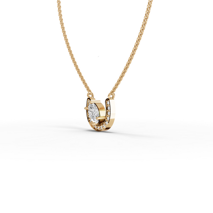 Oval Moissanite Diamond Halo Pendant Necklace