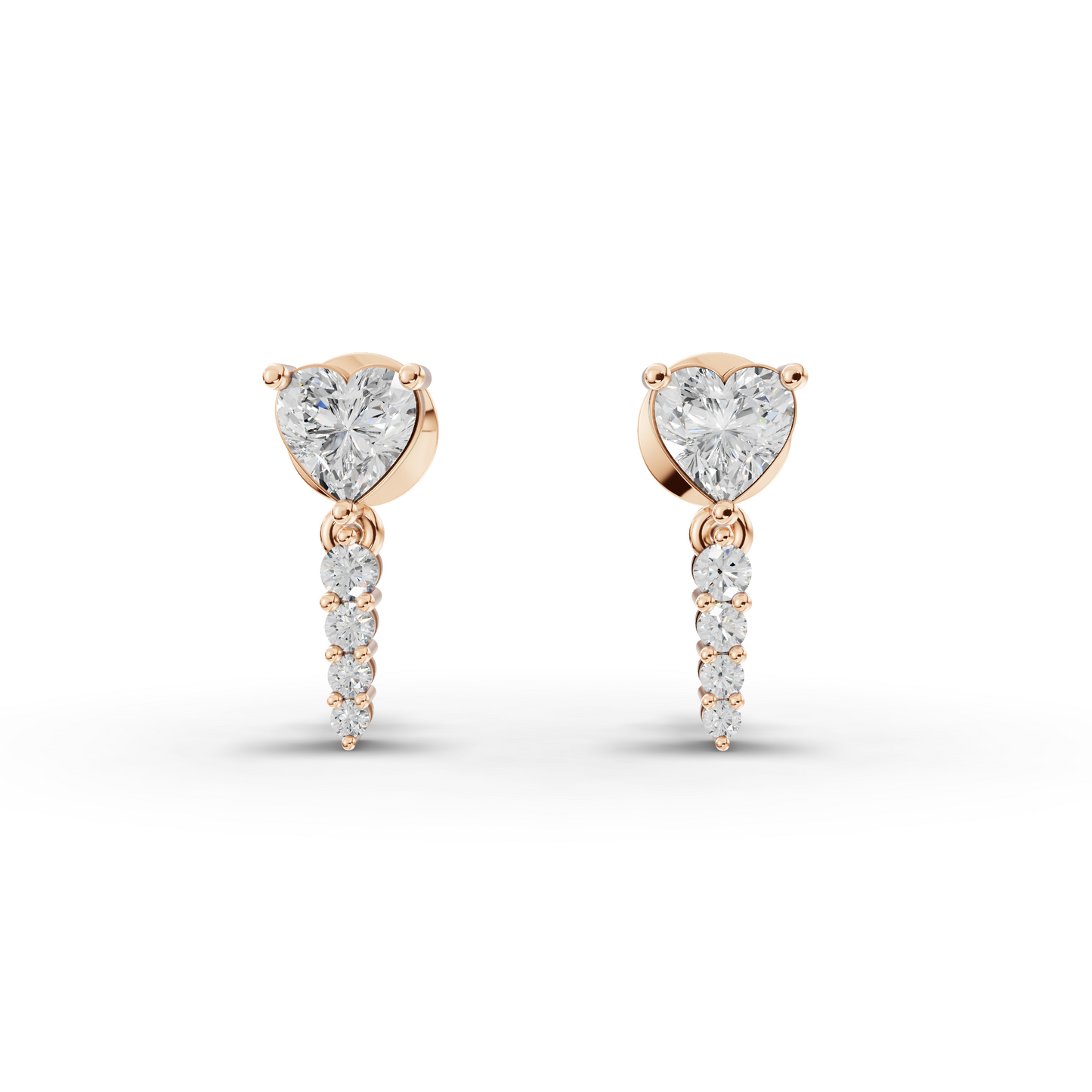Heart Moissanite Diamond Linear Drop Earrings