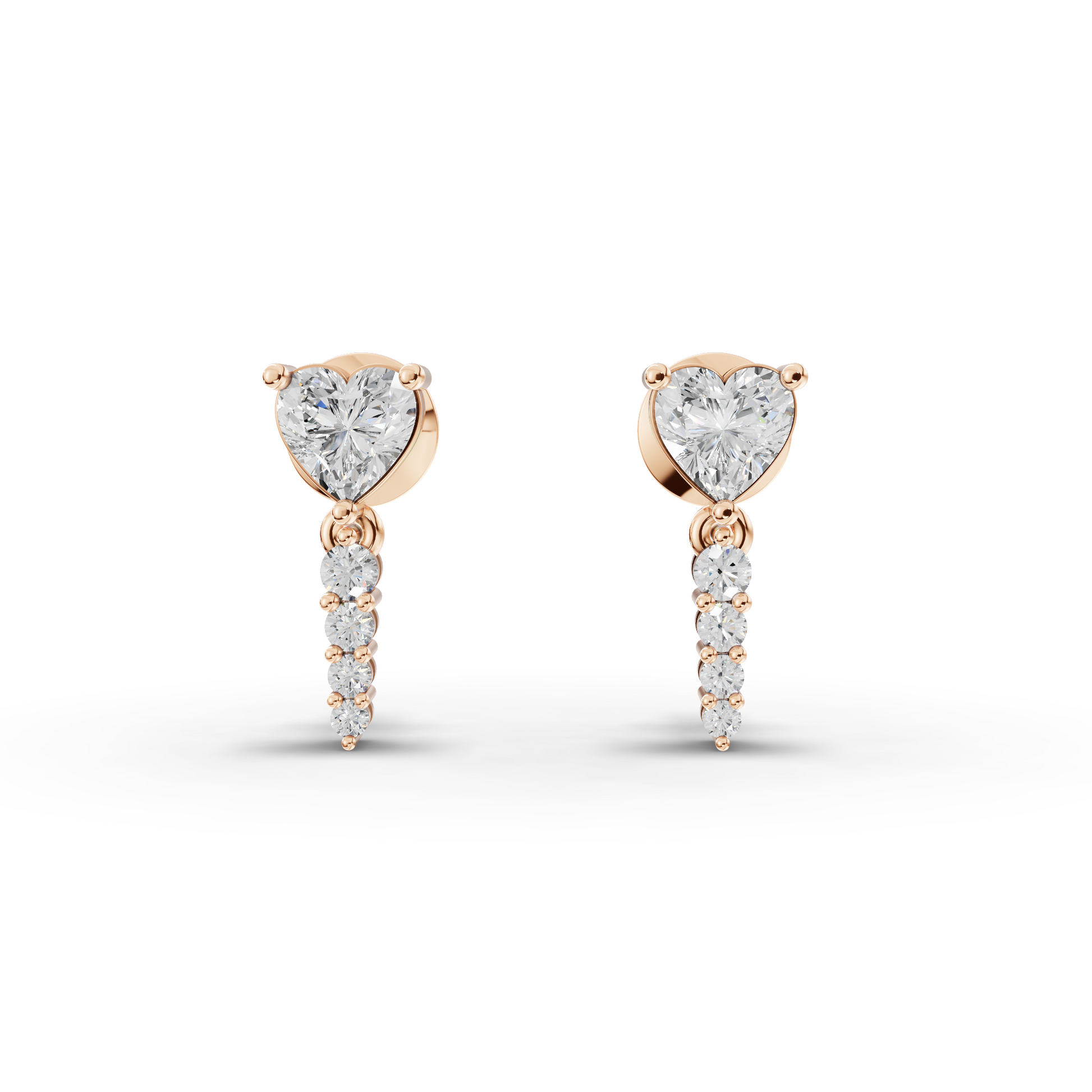 Heart Moissanite Diamond Linear Drop Earrings