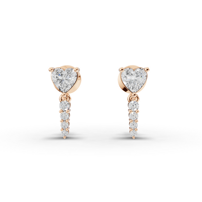 Heart Moissanite Diamond Linear Drop Earrings