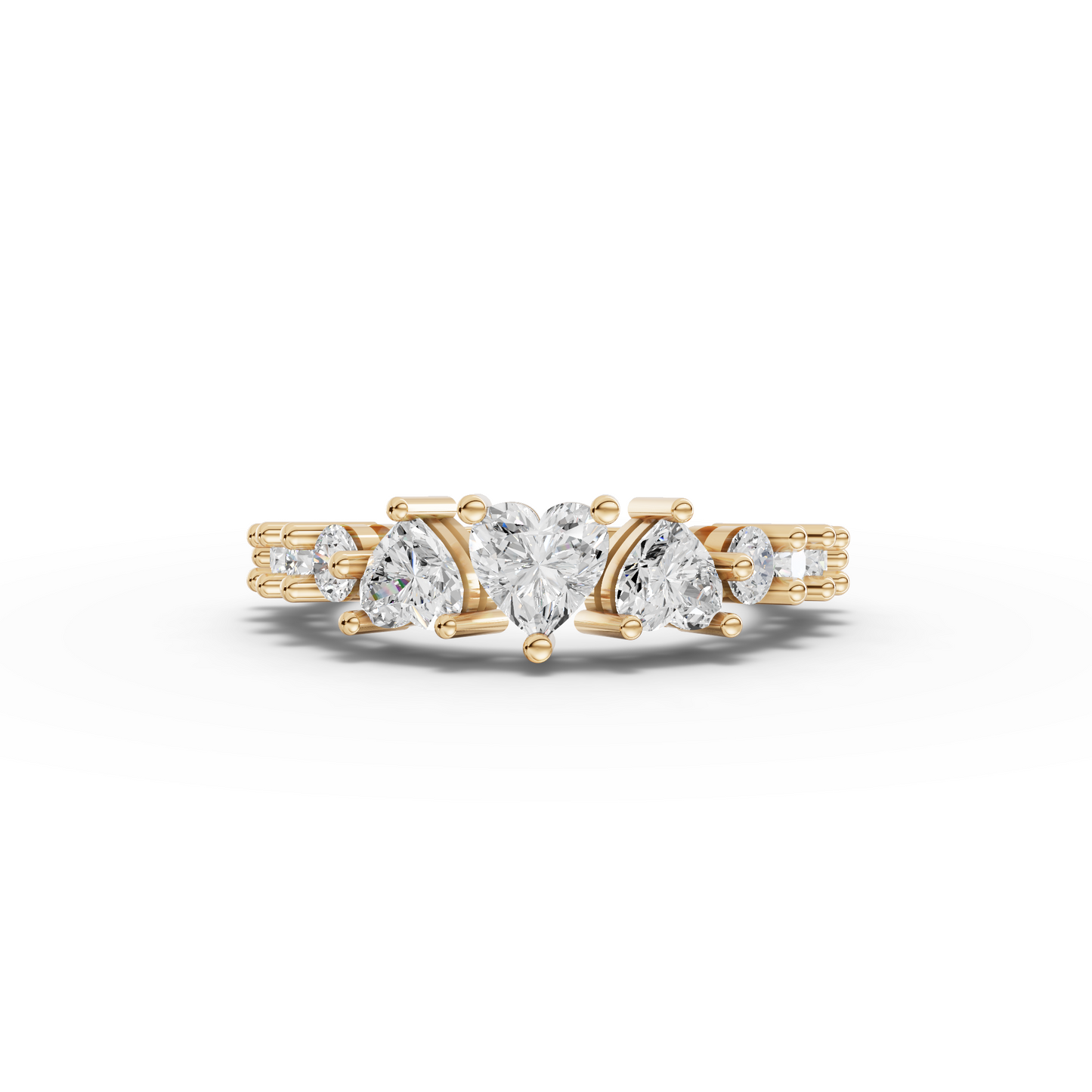Heart Moissanite Diamond Graduated Half Eternity Ring