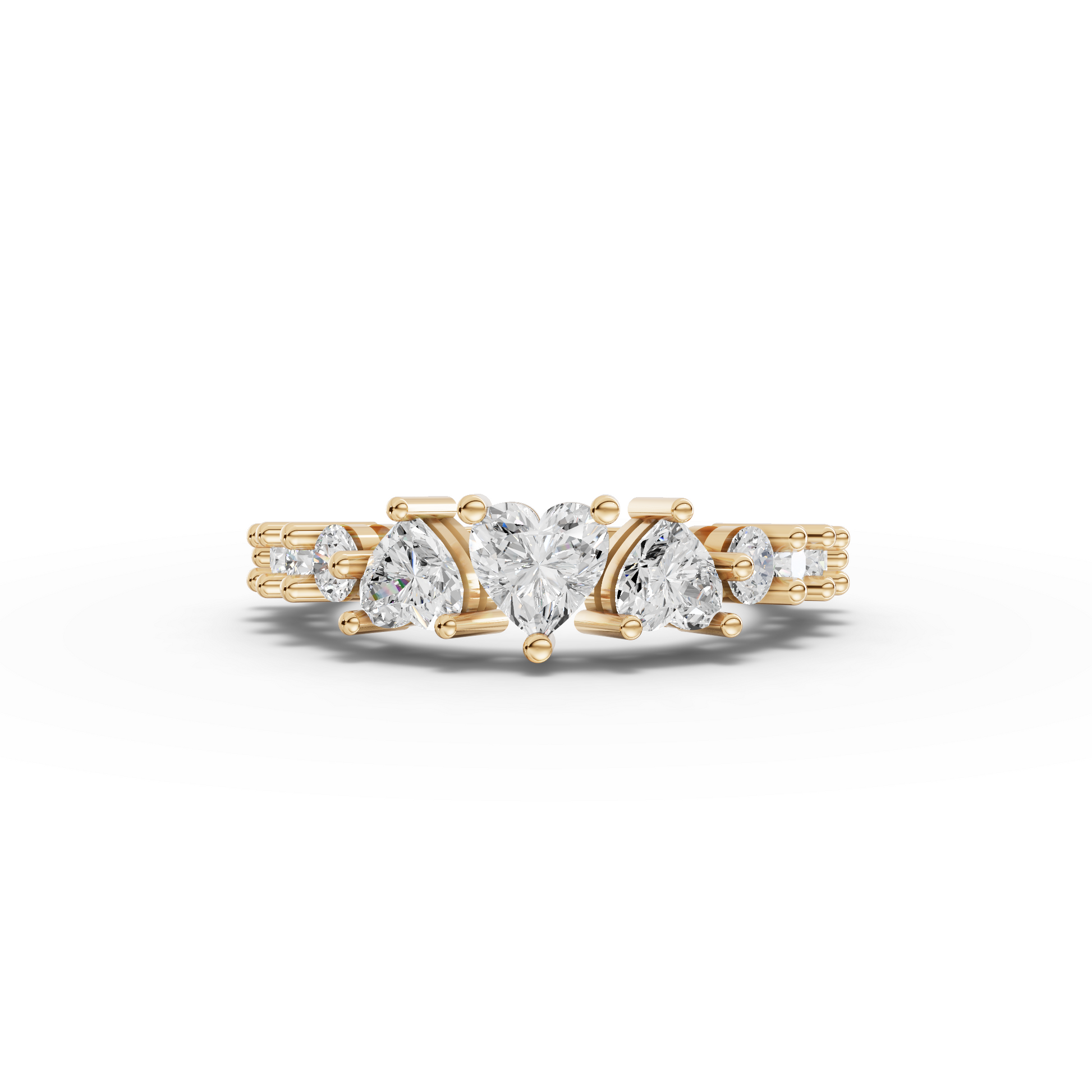Heart Moissanite Diamond Graduated Half Eternity Ring