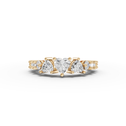 Heart Moissanite Diamond Graduated Half Eternity Ring