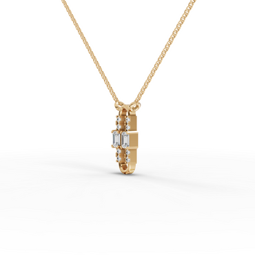 Emerald Moissanite Diamond Geometric Link Pendant Necklace