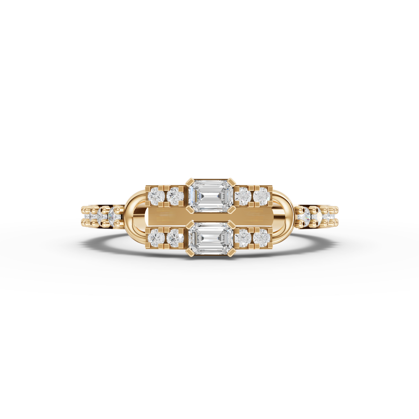 Emerald Moissanite Diamond Statement Open Ring