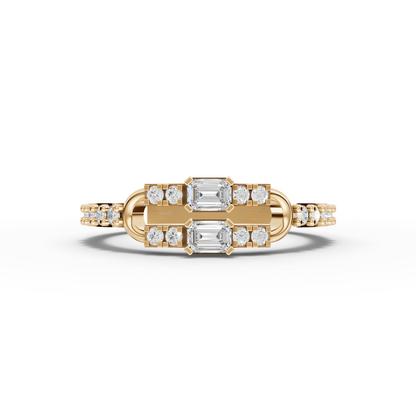 Emerald Moissanite Diamond Statement Open Ring
