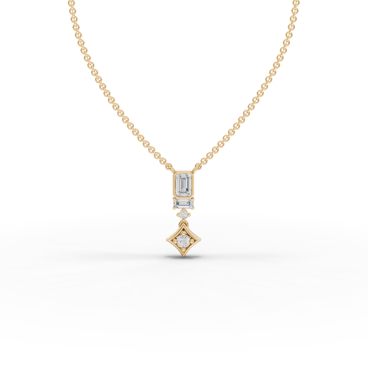 Statement Emerald Cut Moissanite Diamond Drop Necklace