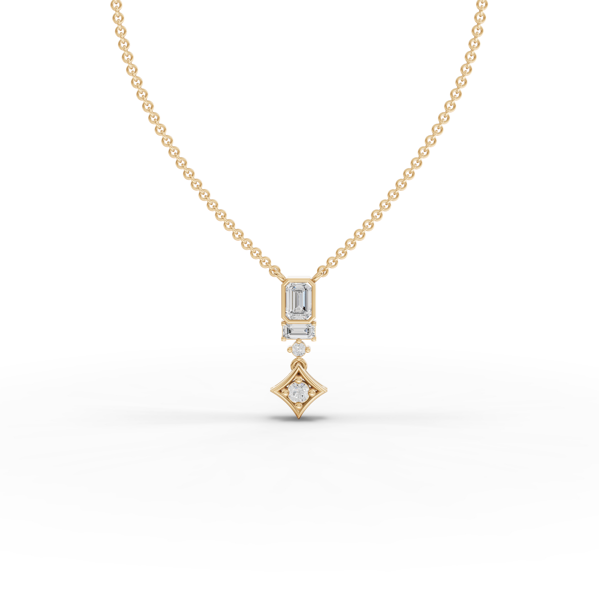 Statement Emerald Cut Moissanite Diamond Drop Necklace