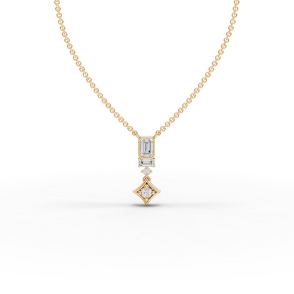 Statement Emerald Cut Moissanite Diamond Drop Necklace