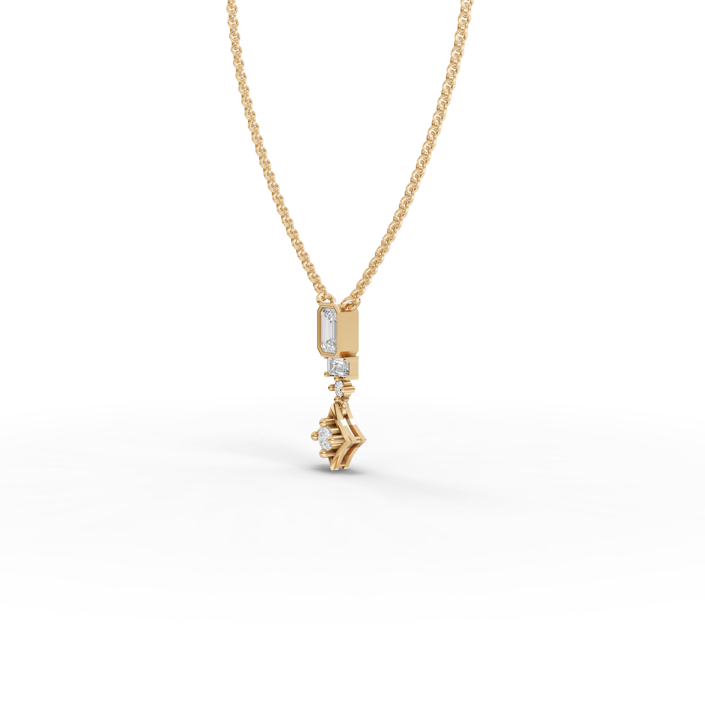 Statement Emerald Cut Moissanite Diamond Drop Necklace