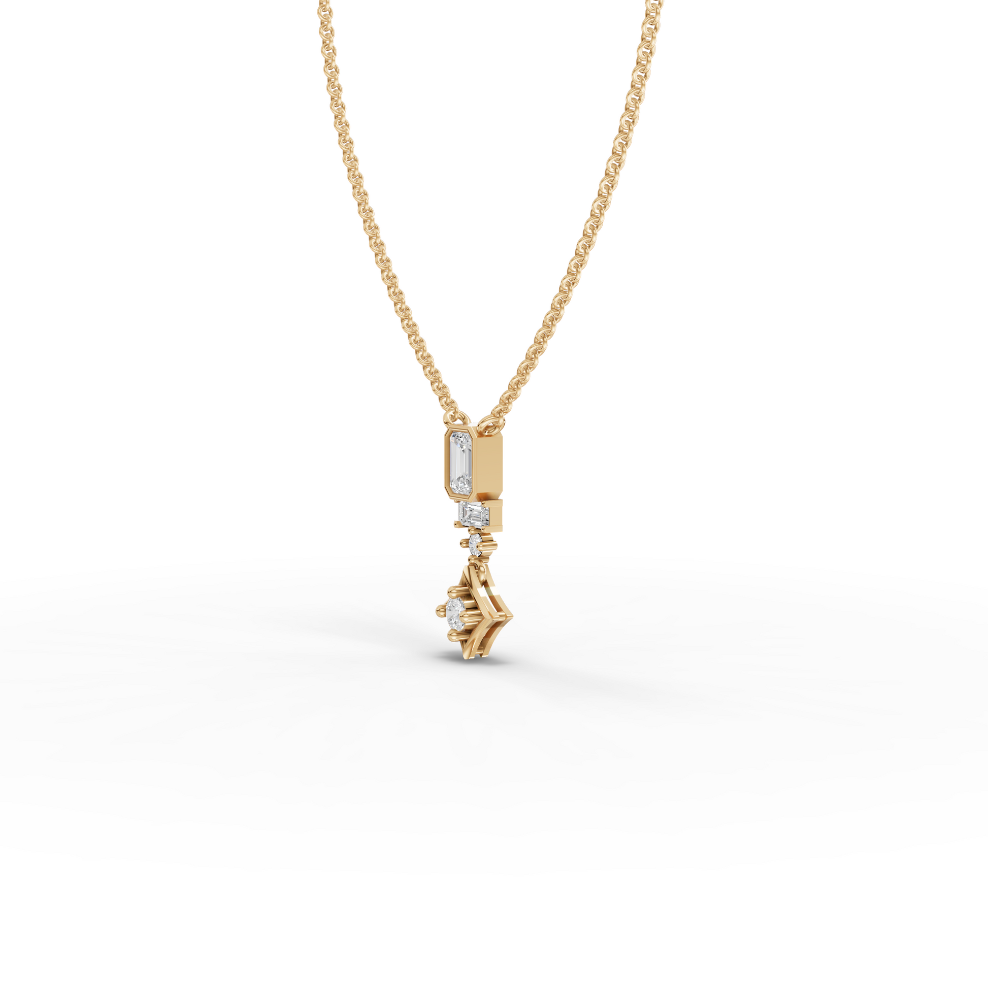 Statement Emerald Cut Moissanite Diamond Drop Necklace