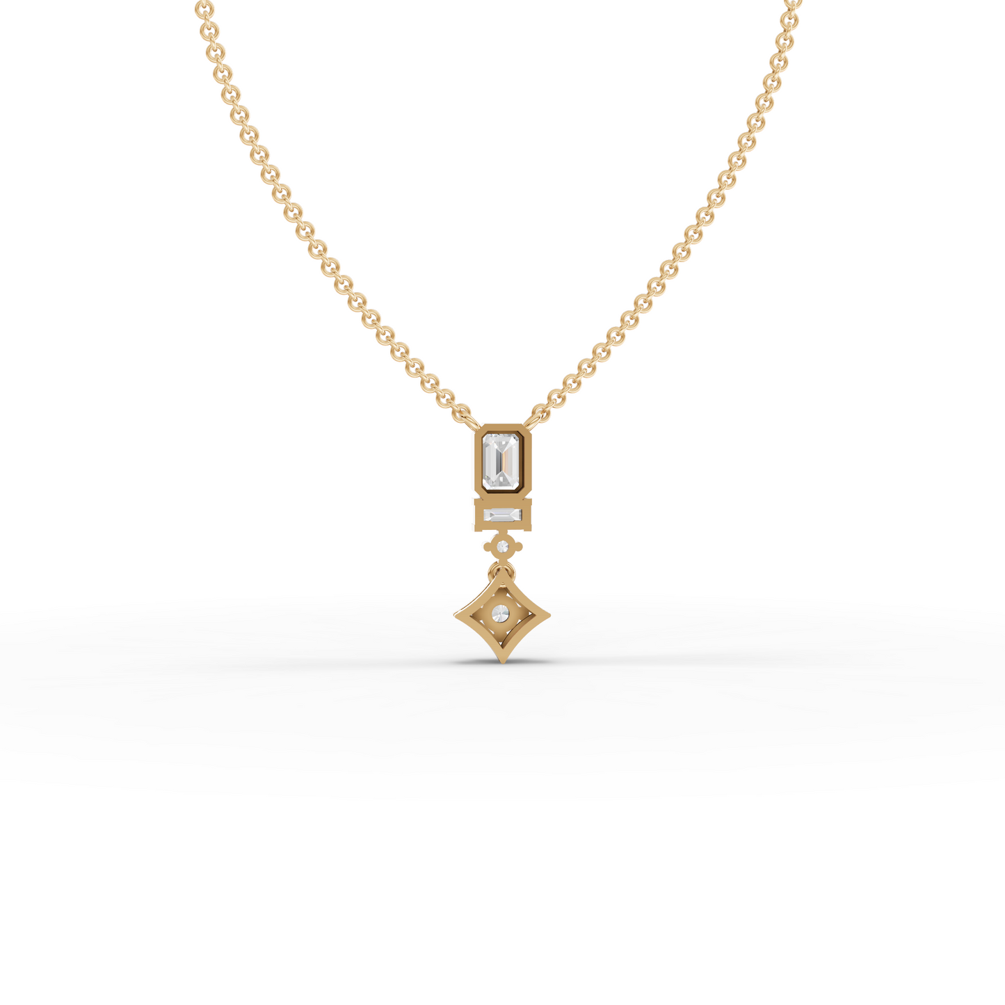 Statement Emerald Cut Moissanite Diamond Drop Necklace