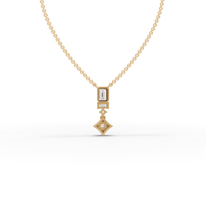 Statement Emerald Cut Moissanite Diamond Drop Necklace