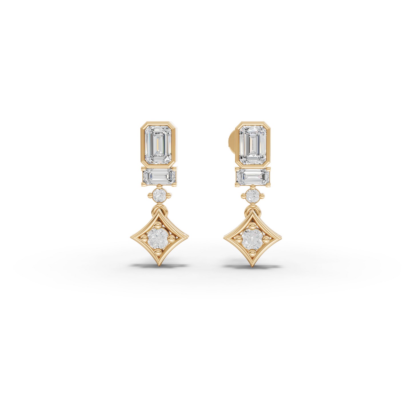 Statement Emerald Cut Moissanite Diamond Drop Earrings