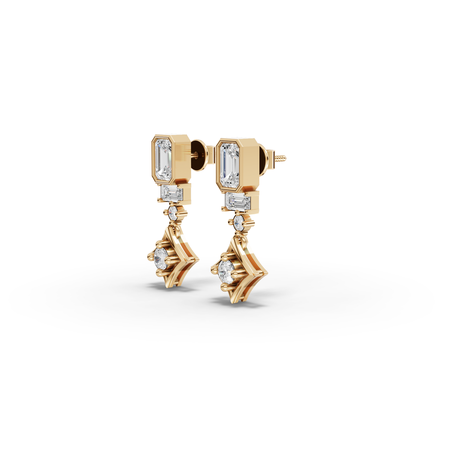 Statement Emerald Cut Moissanite Diamond Drop Earrings
