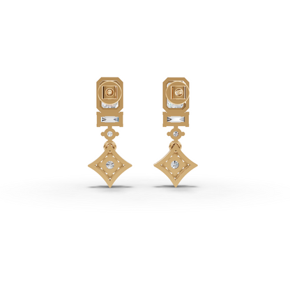 Statement Emerald Cut Moissanite Diamond Drop Earrings