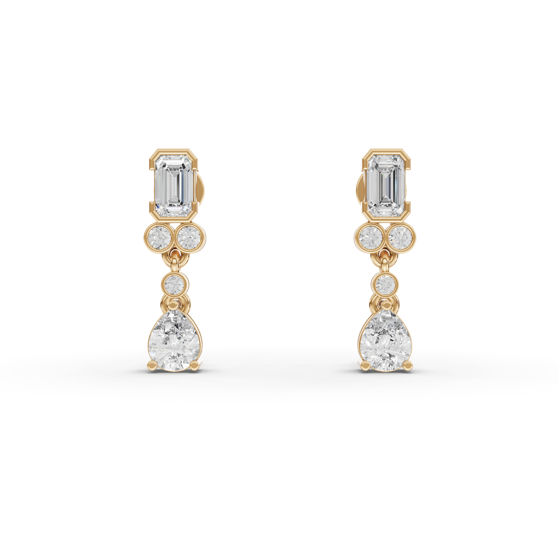 Emerald & Pear Moissanite Diamond Geometric Drop Earrings