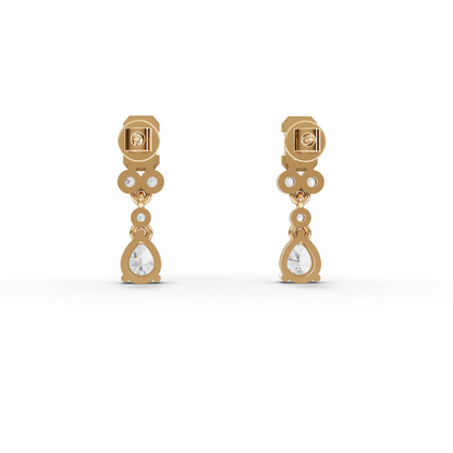 Emerald & Pear Moissanite Diamond Geometric Drop Earrings
