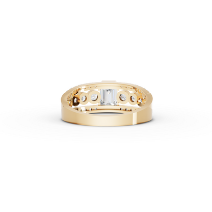 Emerald Moissanite Diamond Statement Ring With Bezel Accents