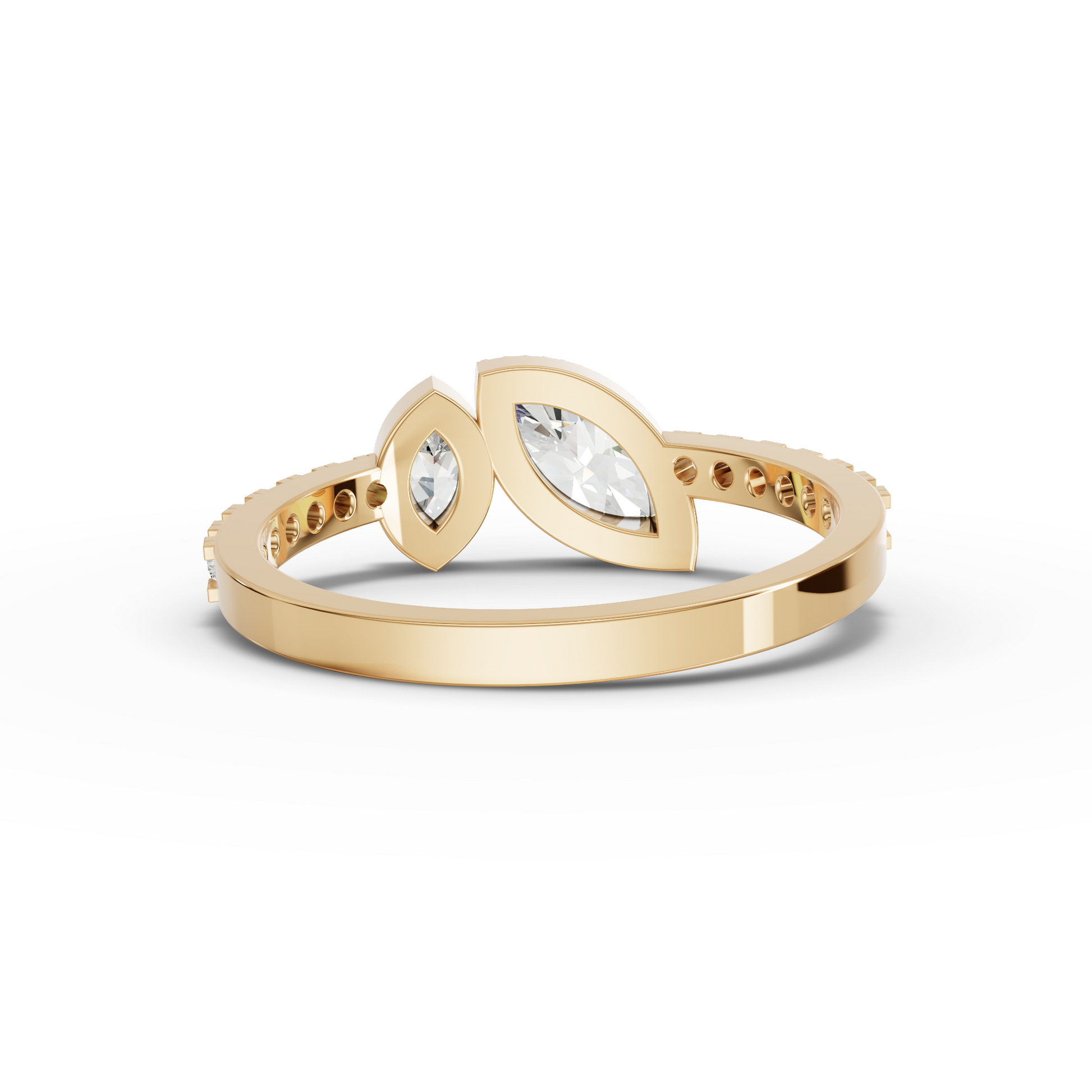 Marquise Two-Stone Side Pavé Moissanite Diamond Ring