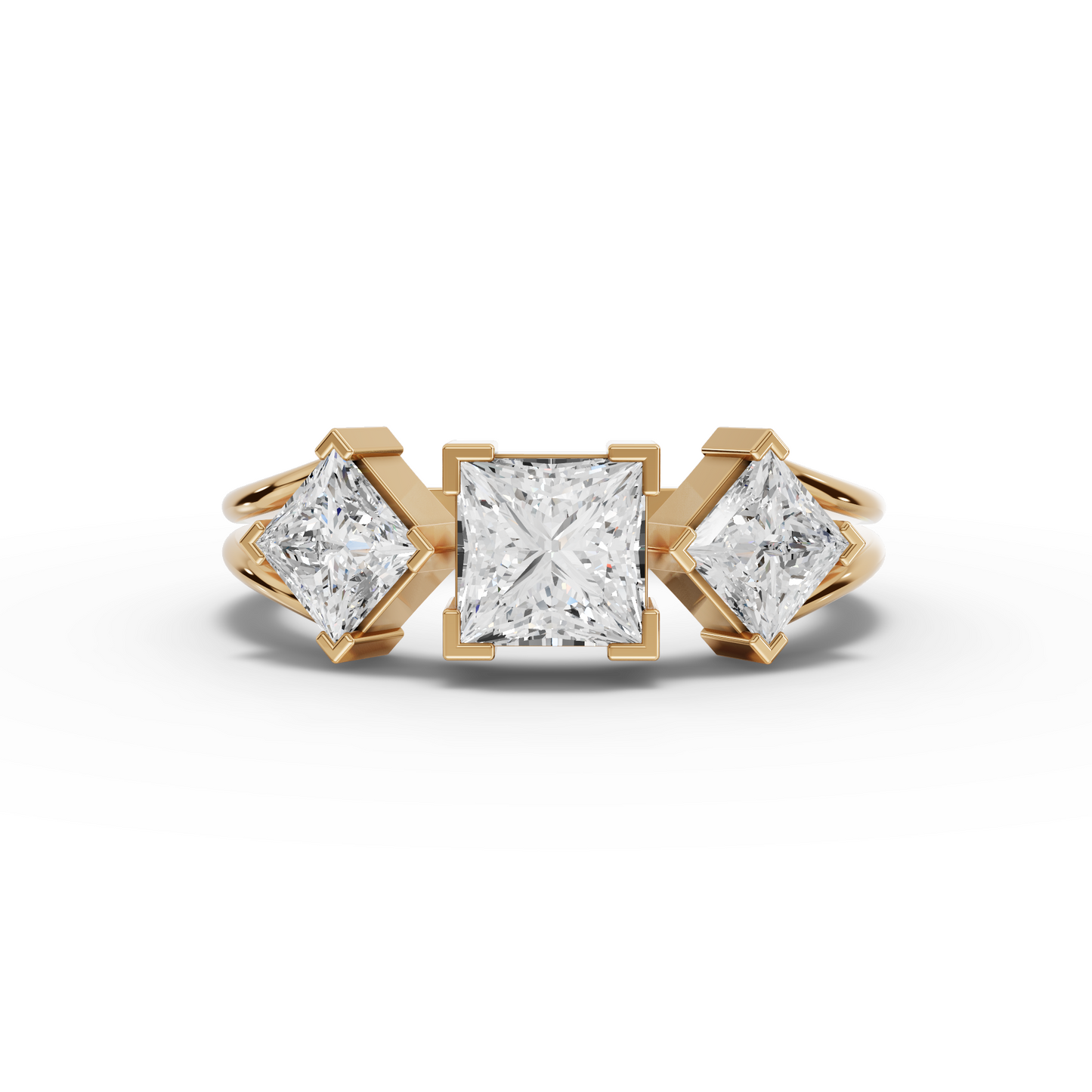 Princess-Cut Three-Stone Moissanite Diamond Ring