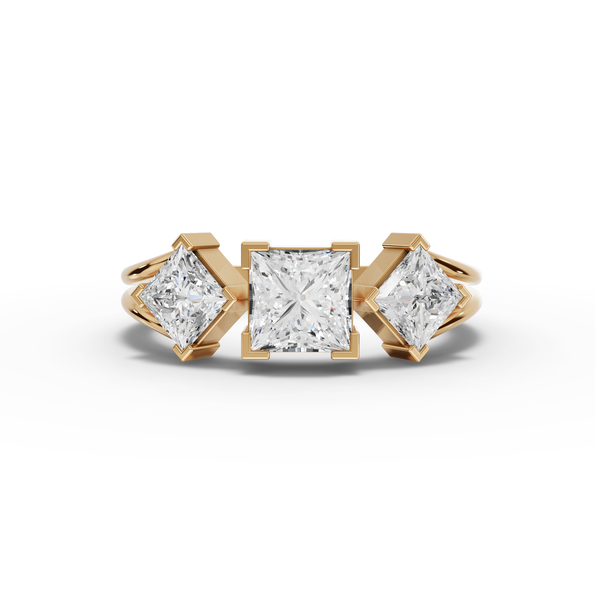 Princess-Cut Three-Stone Moissanite Diamond Ring