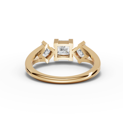 Princess-Cut Three-Stone Moissanite Diamond Ring