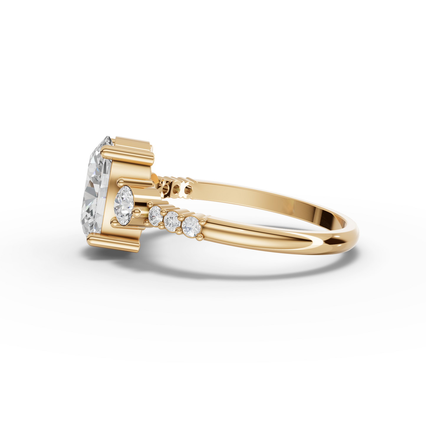 Oval Three-Stone Pavé Moissanite Diamond Ring