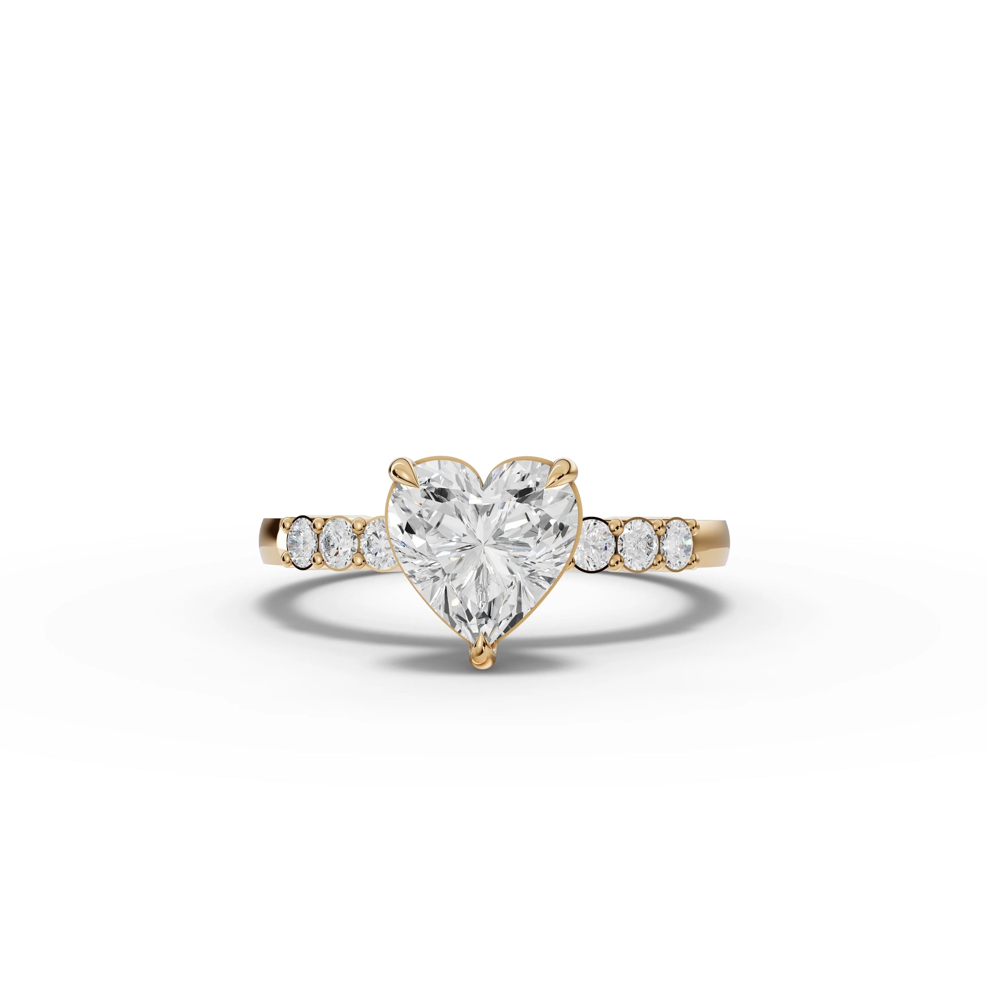 Heart Solitaire Pavé Moissanite Diamond Ring