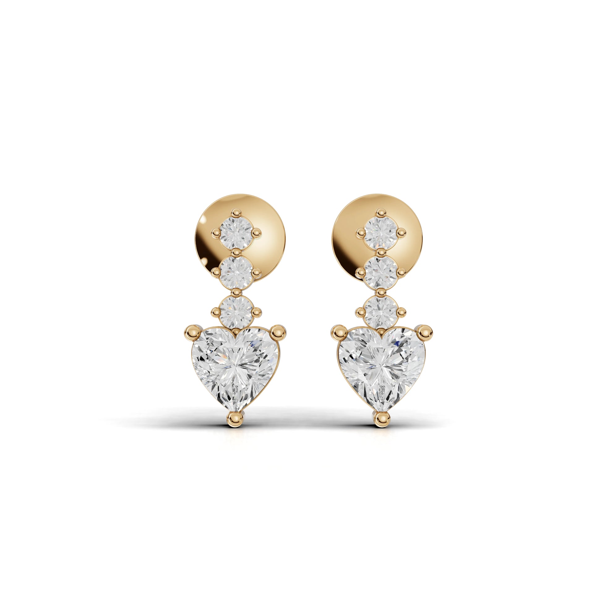 Heart Graduated Drop Moissanite Diamond Earrings