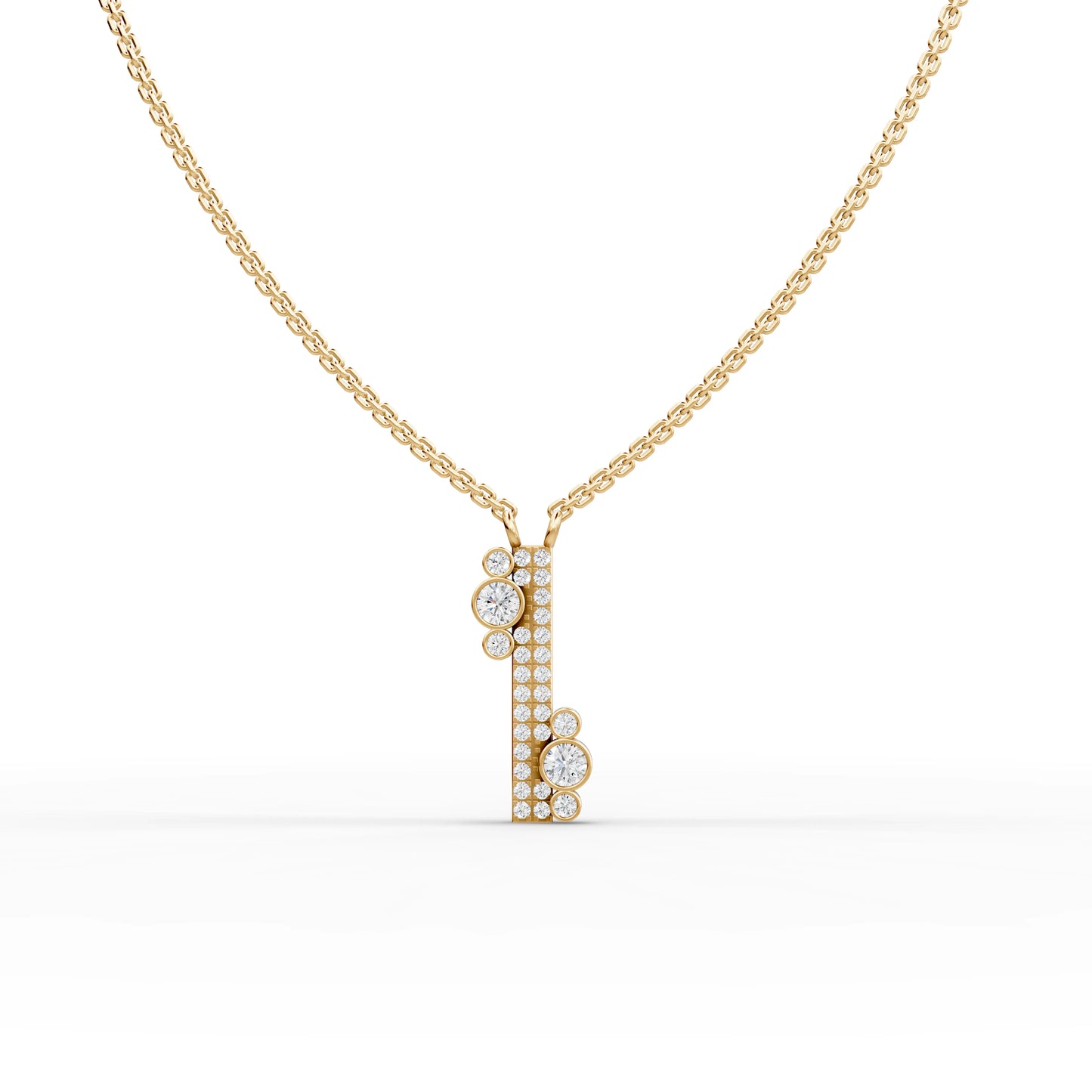 Asymmetrical Moissanite Diamond Bar Pendant Necklace