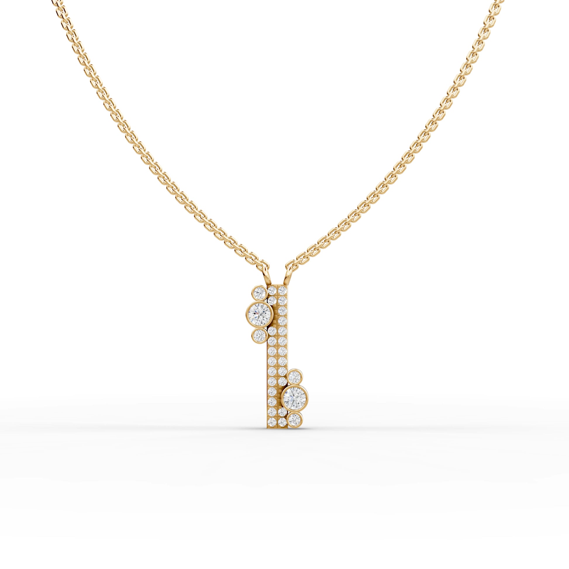 Asymmetrical Moissanite Diamond Bar Pendant Necklace