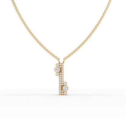 Asymmetrical Moissanite Diamond Bar Pendant Necklace