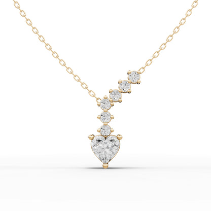 Heart Graduated Drop Lab Diamond Necklace