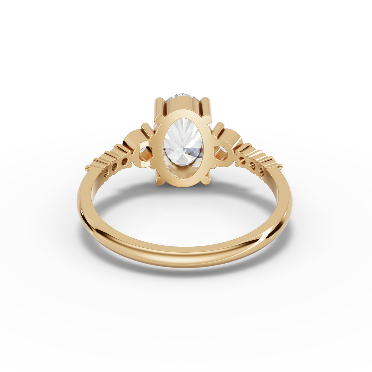 Oval Three-Stone Pavé Moissanite Diamond Ring