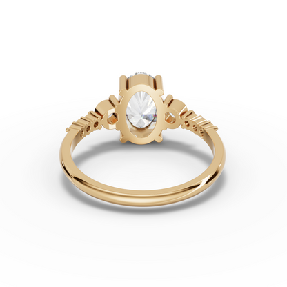 Oval Three-Stone Pavé Moissanite Diamond Ring